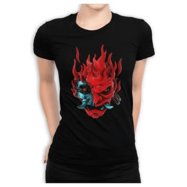 t shirt femme cyberpunk samurai noir nhemixt