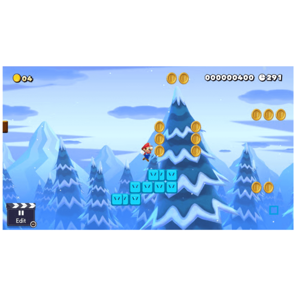 niveau de glace avec plateformes dans Super Mario Maker 2 Switch