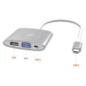 Adaptateur USB-C vers VGA avec ports USB et charge pour MacBook