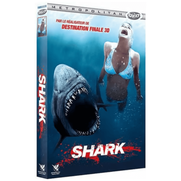Affiche du film Shark 3D en Blu-ray montrant un requin géant attaquant sous l’eau