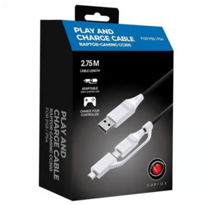 Câble charge manette PS4 Raptor Gaming 2,75 m compatible DualSense